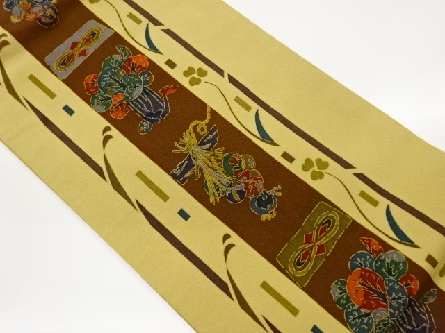 JAPANESE NAGOYA OBI / CHIRIMEN / STRIPE